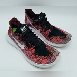 Nike Free RN Flyknit 880844-006 Racer Pink Red Black Running Shoes-Womens 7.5